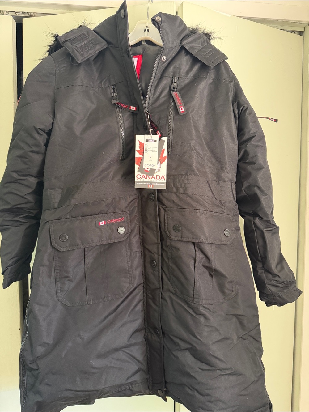 Canada Goose Black Women's Long Ski Parka with Fur-Trim Hood